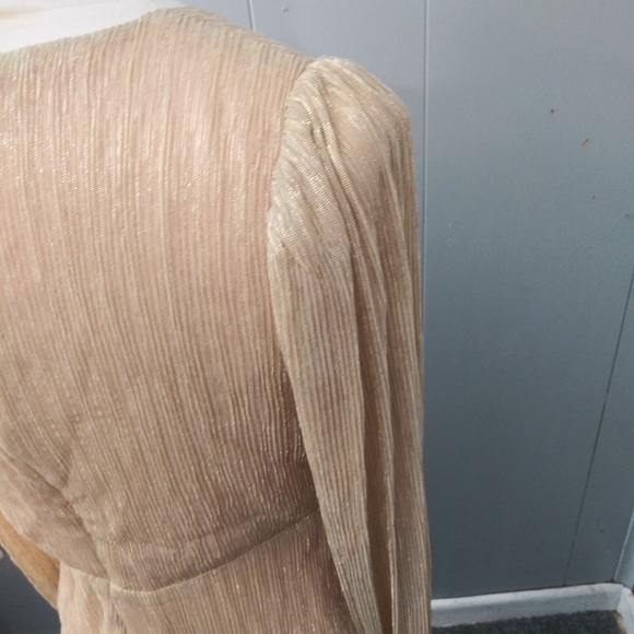 Foxiedox Juno Metallic Tie Front Pleated Blouse S - Picture 7 of 9